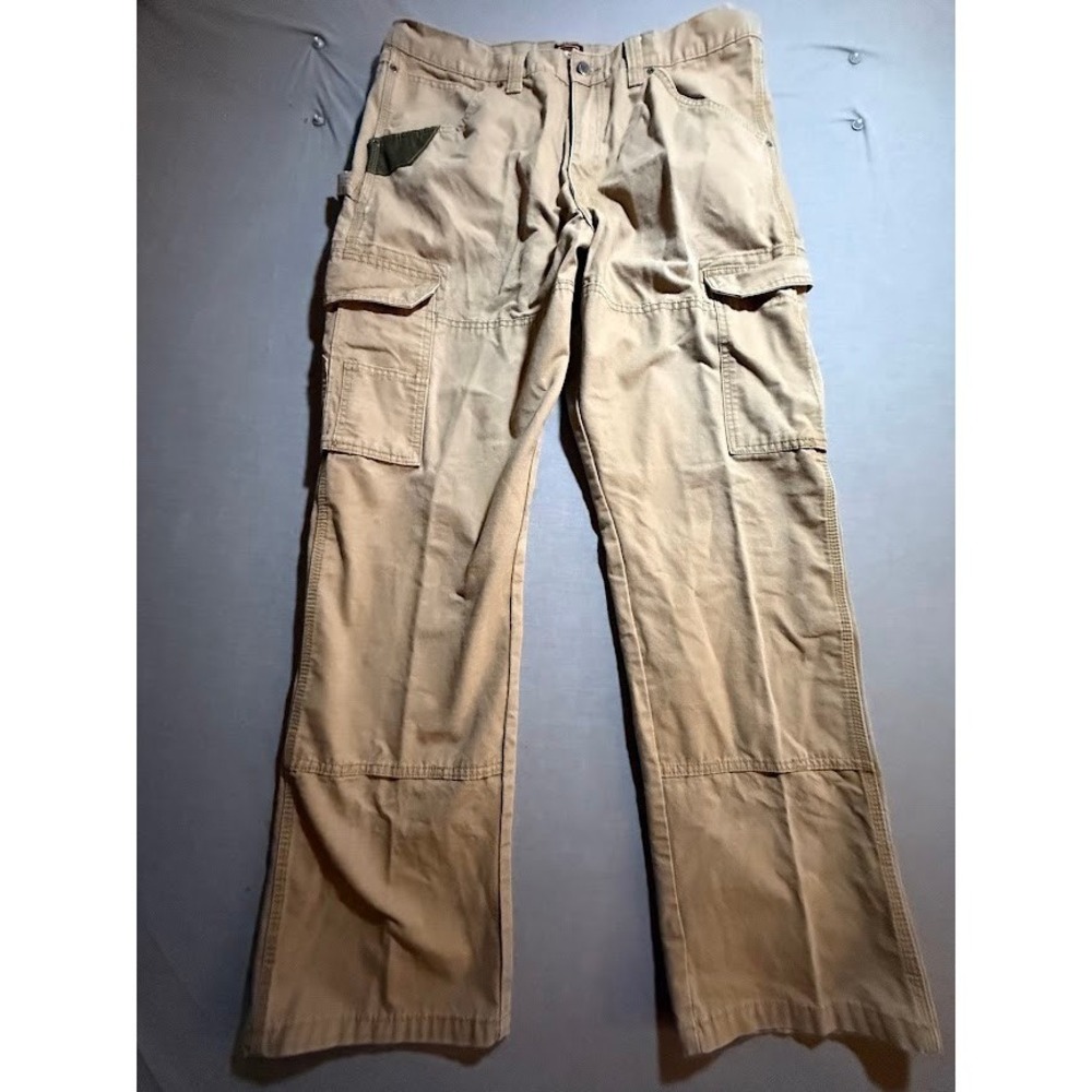 Wrangler Cargo Pants Men's Work Utility Pockets Double Knee Beige 38x32.